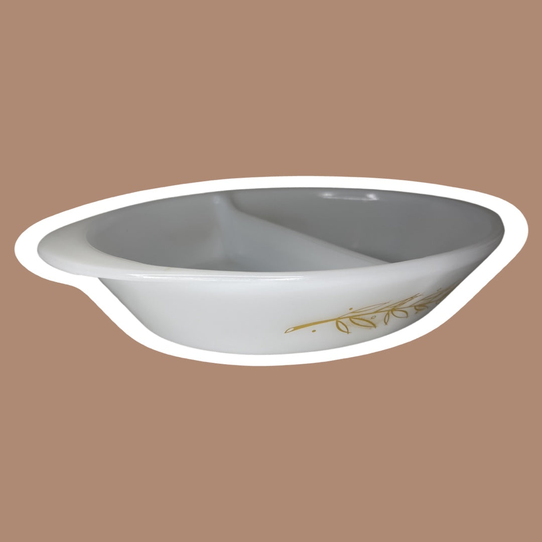 Divided Milk Glass ‘Glasbake’ Casserole Serving Dish