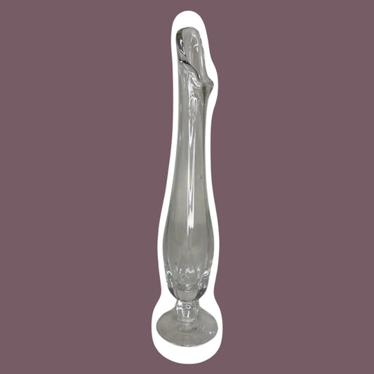 Clear Swung Glass Pedestal Flower Bud Vase, 11"