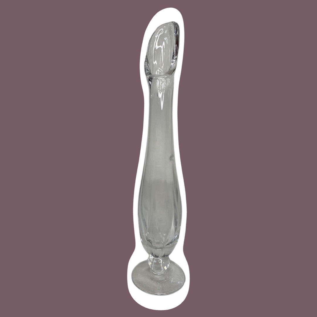 Clear Swung Glass Pedestal Flower Bud Vase, 11"