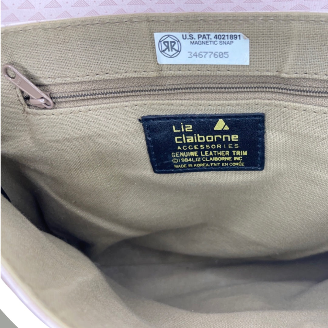 Liz Claiborne Large Vintage 1980's Taupe Triangle Logo Tote Purse Shoulder  Bag | eBay