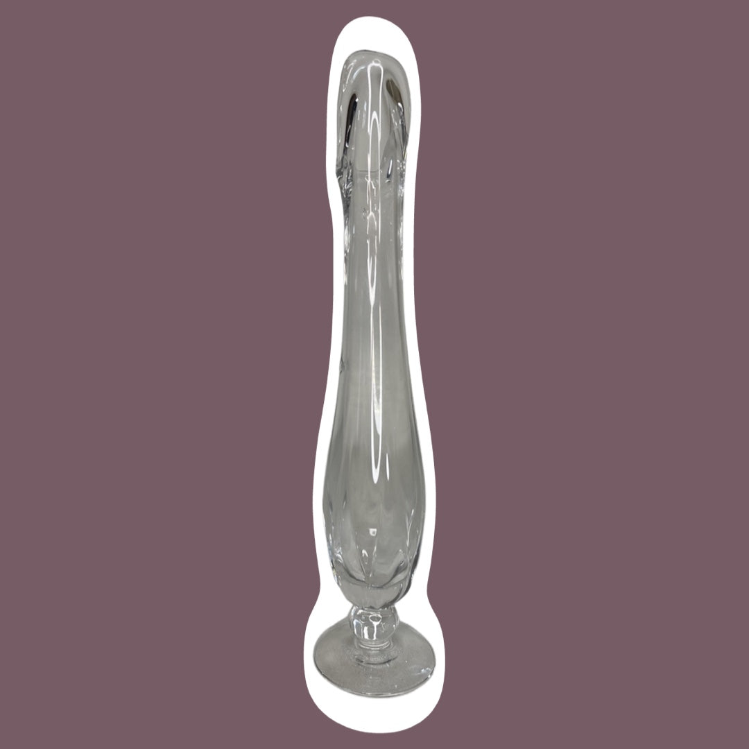 Clear Swung Glass Pedestal Flower Bud Vase, 11"