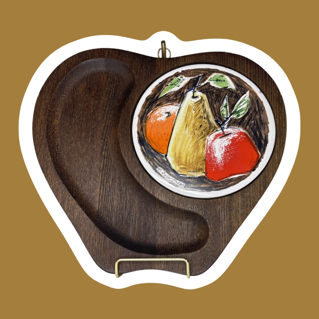 Apple Shaped ‘Fred Press’ Wooden & Ceramic Cheese Board