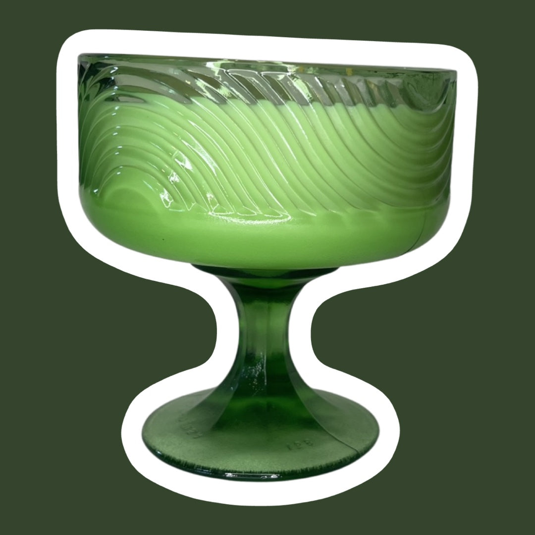 E.O. Brody Emerald Green Wavy Groovy Pedestal Compote/Candy Dish Three Wick Soy Wax Candle