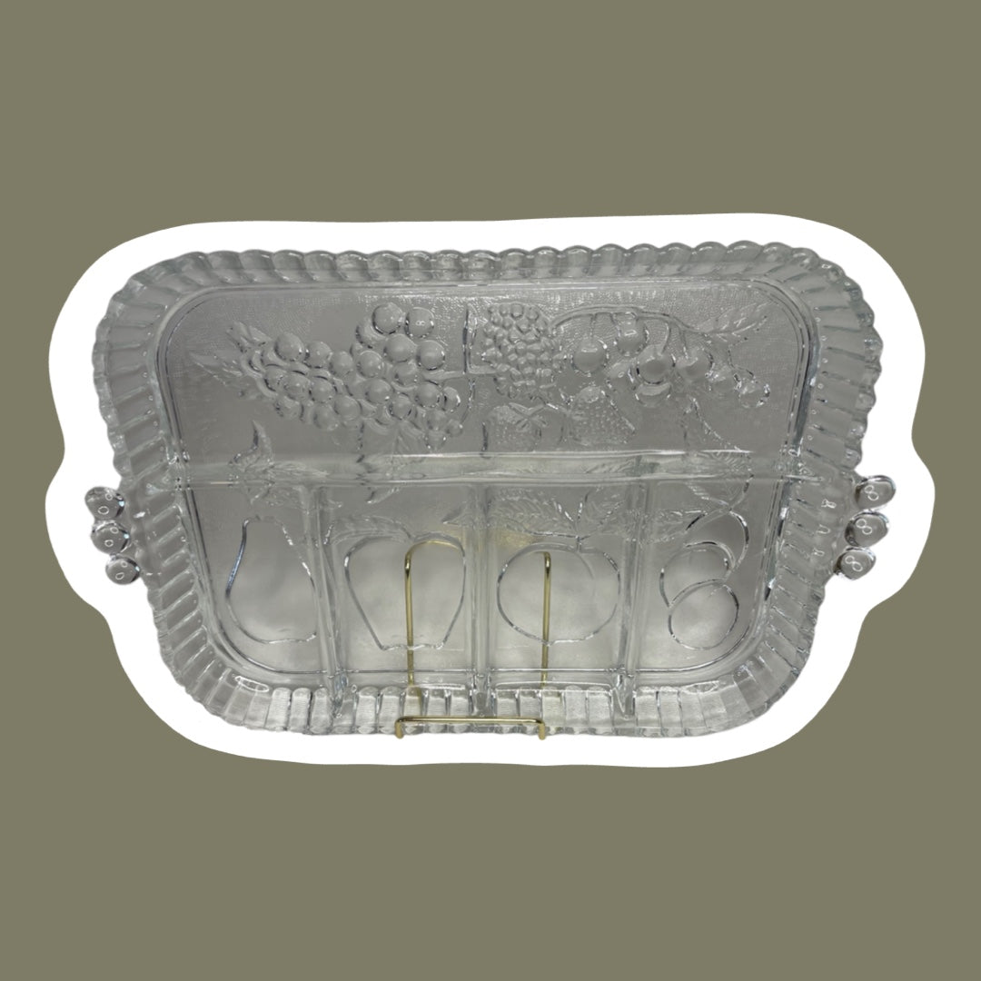 Indiana ‘Fruit Happenings’ Clear Five Part Divided Relish Tray Dish