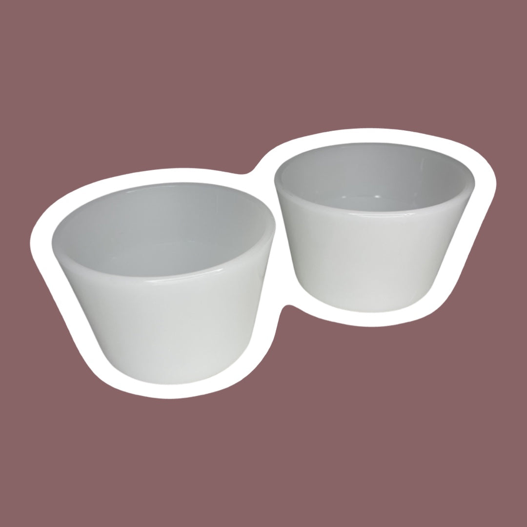 Small Milk Glass Custard Ramekins, Set of Two