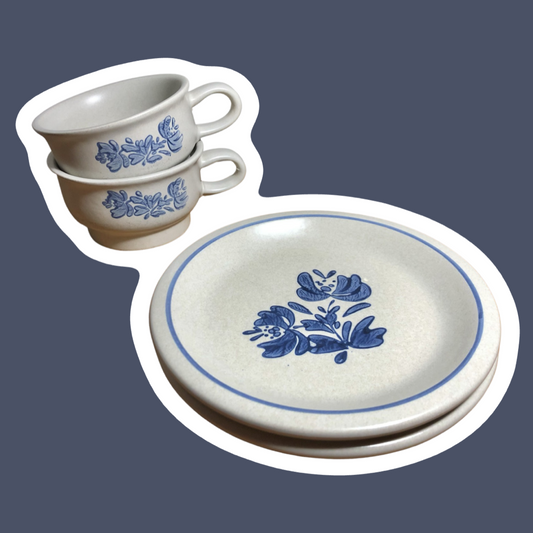 Service for Two Pfaltzgraff ‘Yorktowne’ Teacups and Saucers