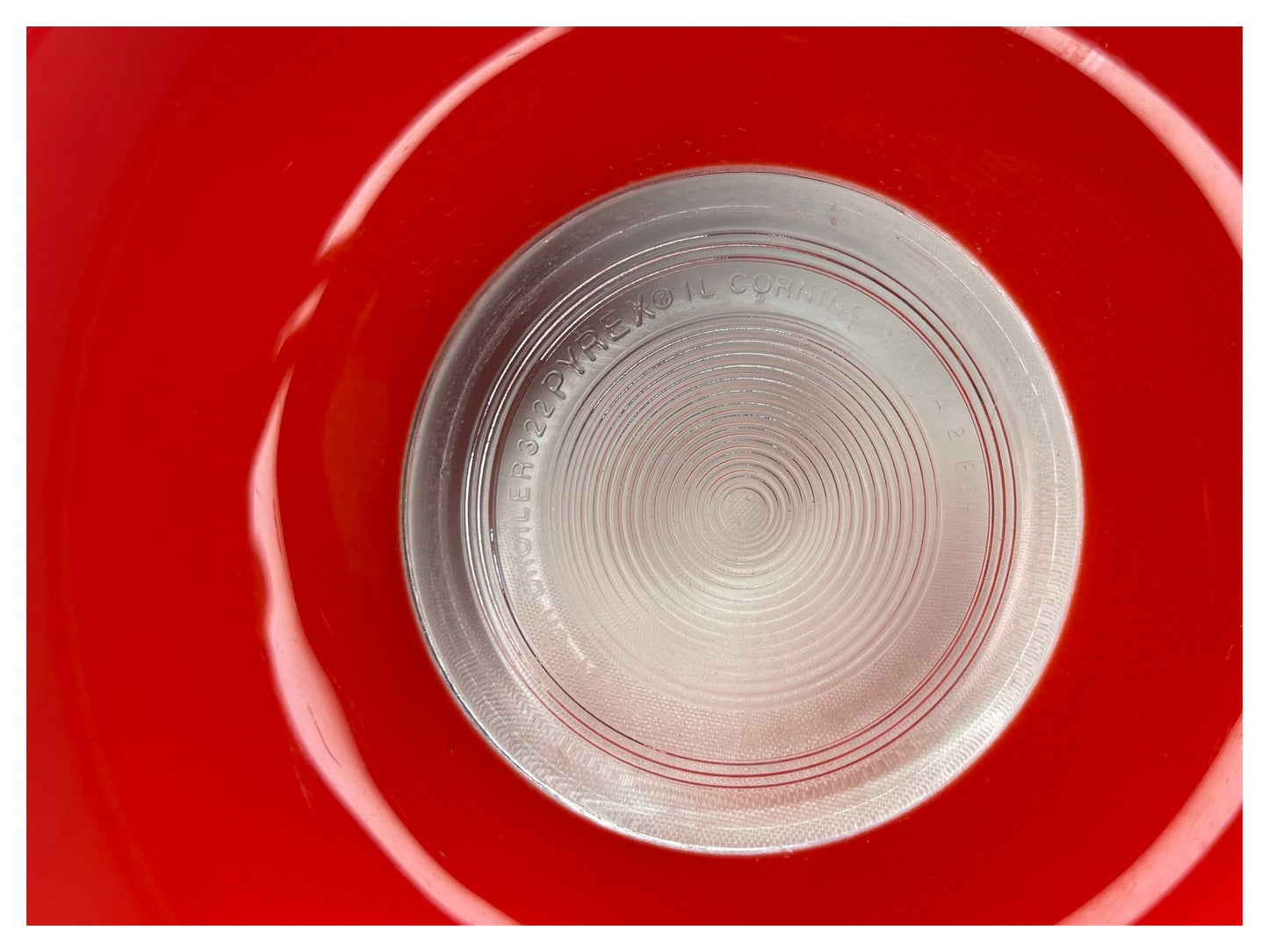 Pyrex Nesting Glass Mixing Bowls, Blue, Red, Yellow Clear Bottom