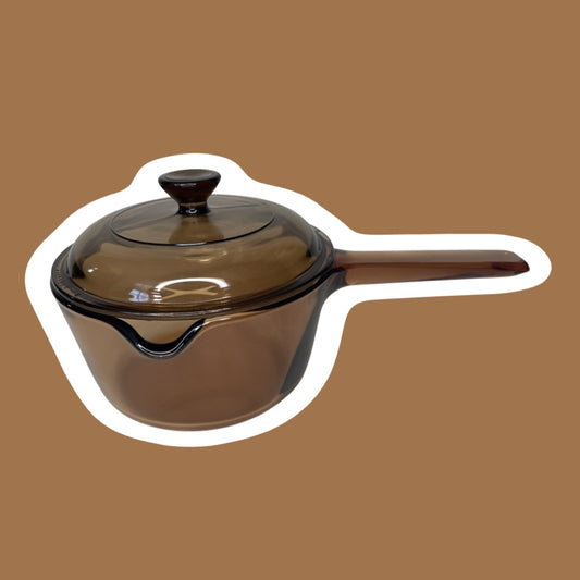 Corning Ware ‘Visions’ Amber Glass Stovetop Pot with Pour Spout and Lid, 1 Liter