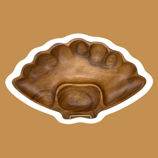 Seashell Shaped ‘Dolphin’ Monkey Pod Wood Tray/Trinket Dish, Made in Philippines