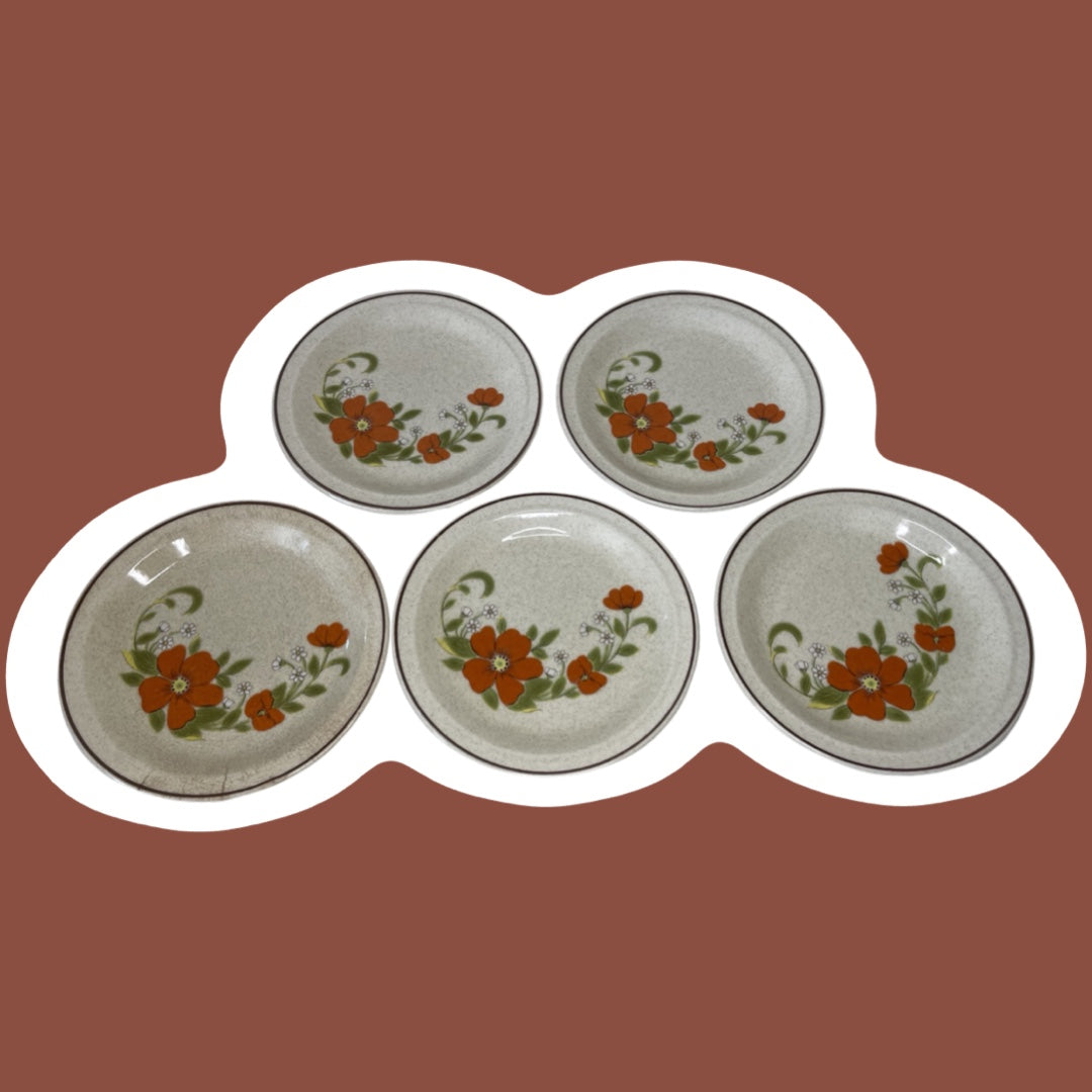 Nikko ‘Orange Blossoms’ Floral Stoneware 17 Piece Dining Set, Entree Plates, Serving Plate, Soup Bowls, Serving Bowl